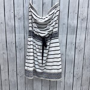 White House Black Market Strapless Drawstring Top Tunic Dress Size Medium